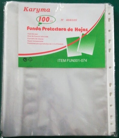 FUNDA PLASTTICA CARTA KARYMA 11 H. 0.045MM PK100-74