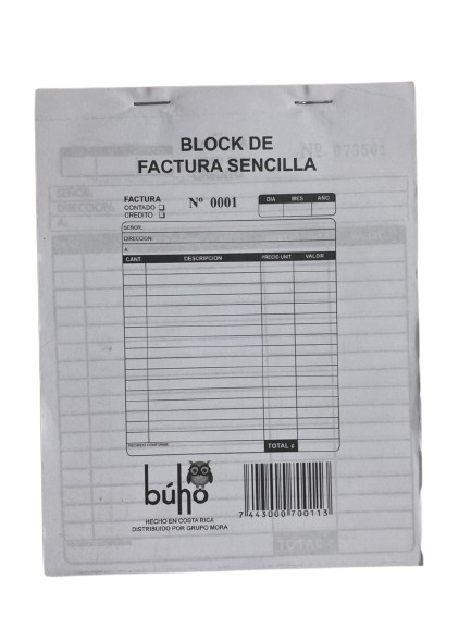 FACTURA BUHO 1/4 SENCILLA