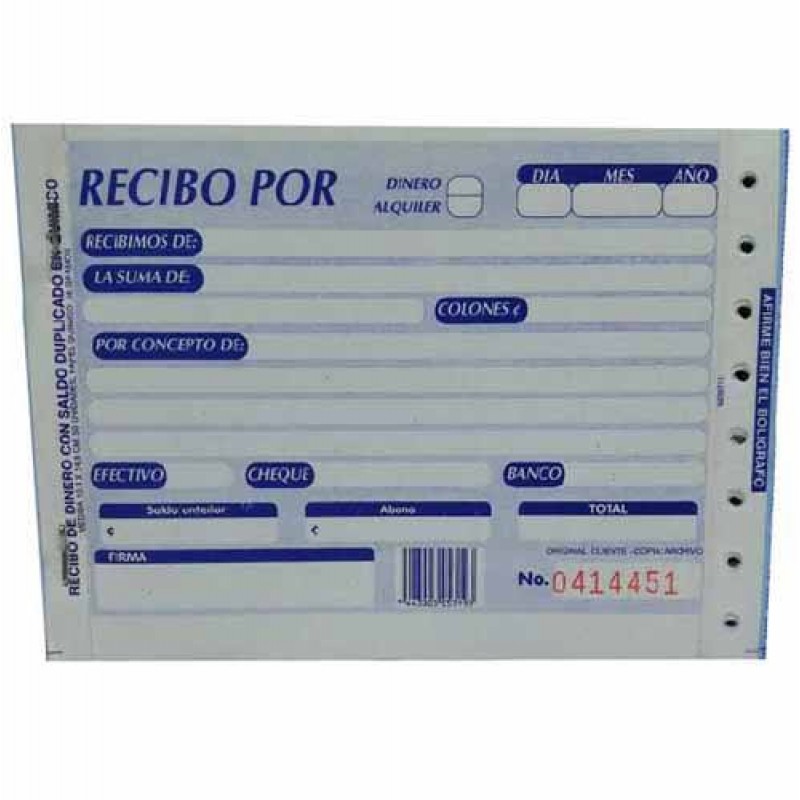 RECIBO 1/4 DUPLICADO QUIMICO