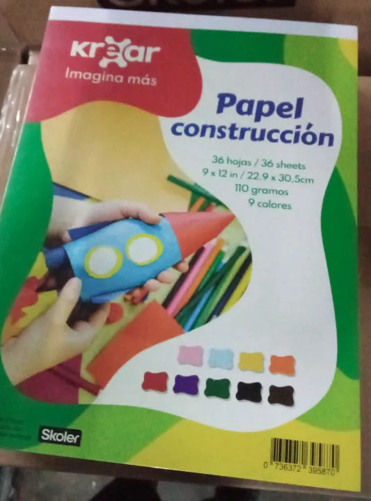 BLOCK PAPEL CONSTRUCCION KREAR COLORES SURTIDOS 36 HOJAS