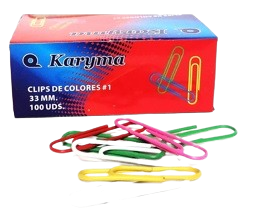 CLIPS DE COLORES # 1, 33 MM. KARYMA 100 UDS.-5284*
