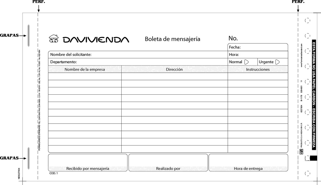 BD01 BOLETA DE MENSAJERIA BLOCK 50   