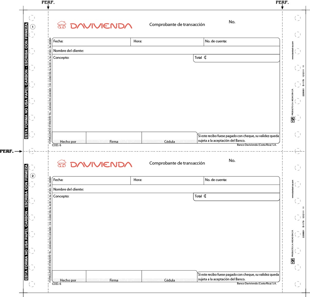 BD06 COMPROBANTES DE TRANSACCION PAQUETE 25 UNS