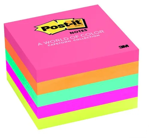 CUBO NOTAS ADHESIVAS 3M 3X3 654 NEON ULTRA