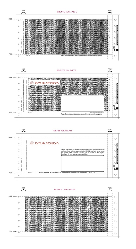 BD79 SOBRES PIN VISA Y MASTER CAR PAQUETE 25 UNS
