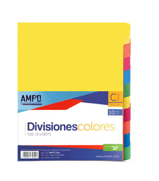 DIVISIONES P/PORTAFOLIO AMPO 10 DIV.COLOR INTENSO