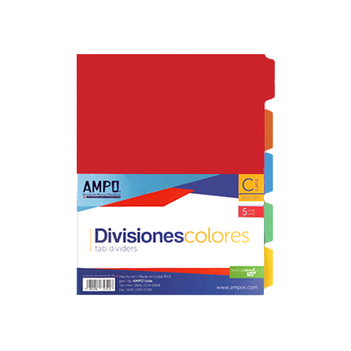 DIVISIONES P/PORTAFOLIO AMPO 5 DIV.COLOR INTENSO   