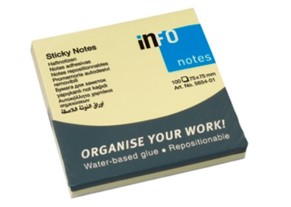 NOTAS ADHESIVAS INFO NOTES AMARILLA 3x3 UNIDAD/100 HOJAS