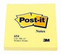 NOTAS ADHESIVAS POST IT 654-1 3 X 3 AMARILLO