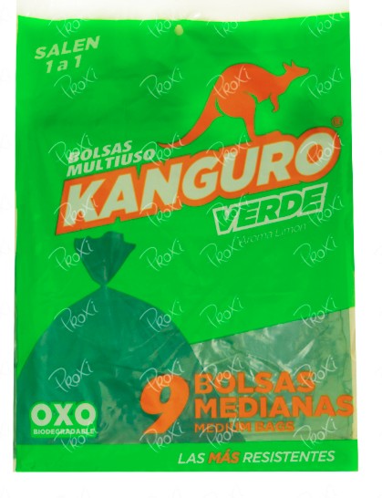 BOLSA DE BASURA KANGURO MEDIANA VERDE 9 UNS