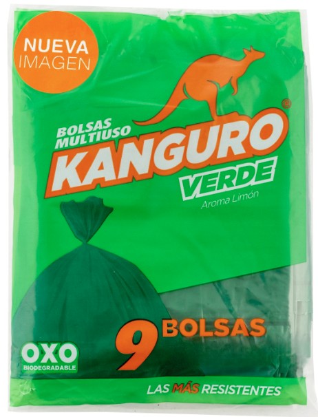 BOLSA DE BASURA KANGURO VERDE PEQUENA 9 UNS