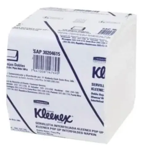 SERVILLETA KLEENEX INTERFOLIADA POPUP DOBLE HOJA 18X125H KC 30204615