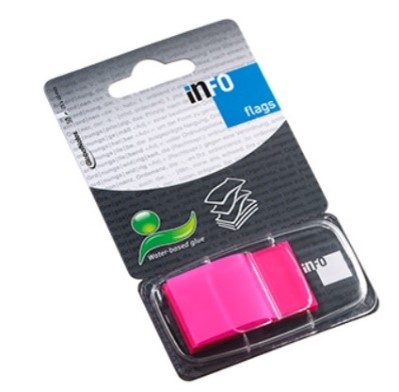 BANDERITAS PLASTICAS CONTINUO ROSADO 50 HOJAS INFO NOTES