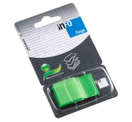 BANDERITAS PLASTICAS CONTINUO VERDE 50 HOJAS INFO NOTES