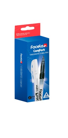 BOLIGRAFO FACELA COMFORT NEGRO CAJA 12 PT16619