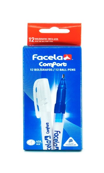BOLIGRAFO FACELA COMFORT AZUL CAJA 12 PT16620