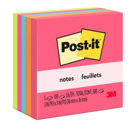 NOTAS ADHESIVA POST IT 3X3 5 COLORES NEON