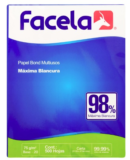 RESMA FACELA 8.5 X 11 500 HOJAS 75 GRS 98% BLANCURA / TACO BELL
