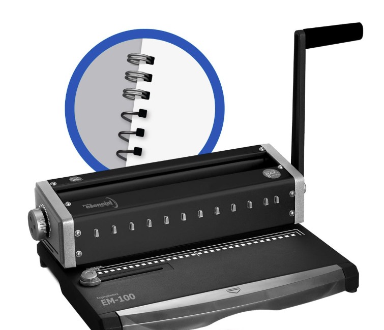 ENCUADERNADORA METAL. ESENCIAL EM100 3:1 CARTA RES. METAL Y PLAST.