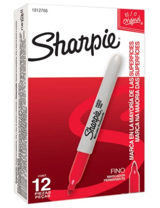 MARCADOR SHARPIE FINO ROJO CAJA 12