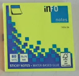 NOTAS ADHESIVAS INFO NOTES LIMA 3x3 PK100