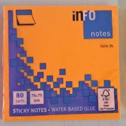 NOTAS ADHESIVAS INFO NOTES NARANJA 3x3 PK100