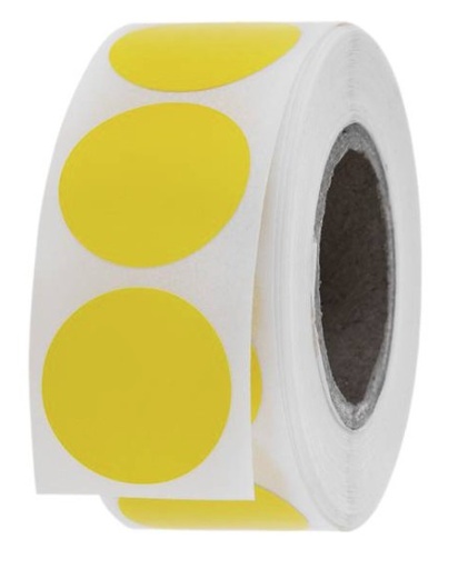 ETIQUETA TEÑIDA AMARILLO C-05 (0.75") MATERIAL TT 1 1/8XF 500/1F