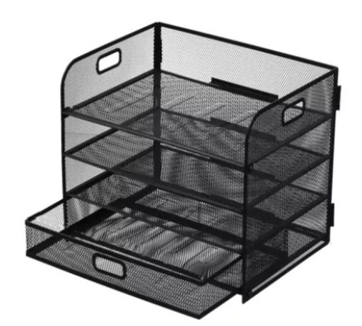 PAPELERA DE 5 NIVELES MALLA METÁLICA 1 GAVETA 32.5 X 23.5 X 34.5CM 26076