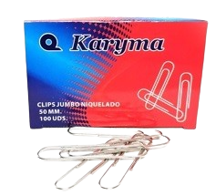 CLIPS JUMBO NIQUELADO 50 MM KARYMA 100 UDS