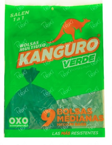 BOLSA DE BASURA KANGURO MEDIANA VERDE 9 UNS