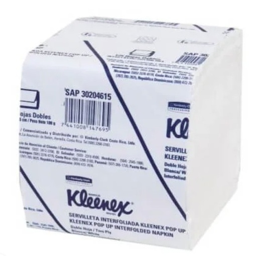 SERVILLETA KLENEX INTERFOLIADA POP-UP DOBLE HOJA 125H KCP:30204615