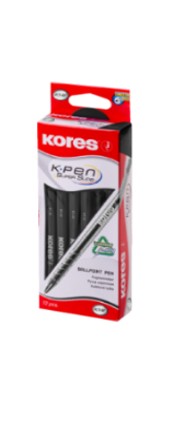 BOLIGRAFO KORES K1 NEGRO CAJA 12 39721P