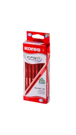 BOLIGRAFO KORES K1 ROJO CAJA 12 39731P   