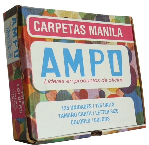 [7796] FOLDER MANILA AMPO COLOR CARTA 125 COLORES SURTIDOS